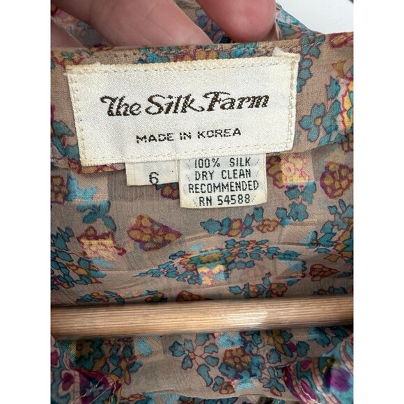 Vintage Womens The Silk Farm Blouse 100% Silk Ruffle Neck Sheer Size 6 Excellent - Picture 8 of 9
